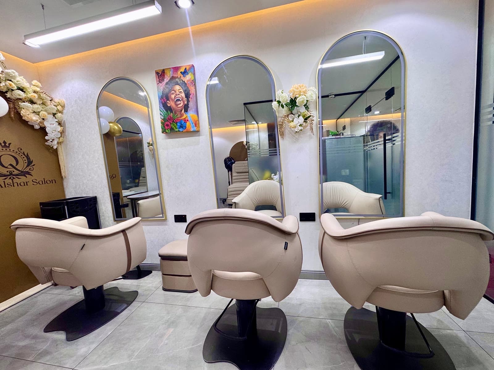 Styling Stations — Inside Qasr Alshar — a premium multicultural beauty salon in Deira, Dubai, near Union Metro.